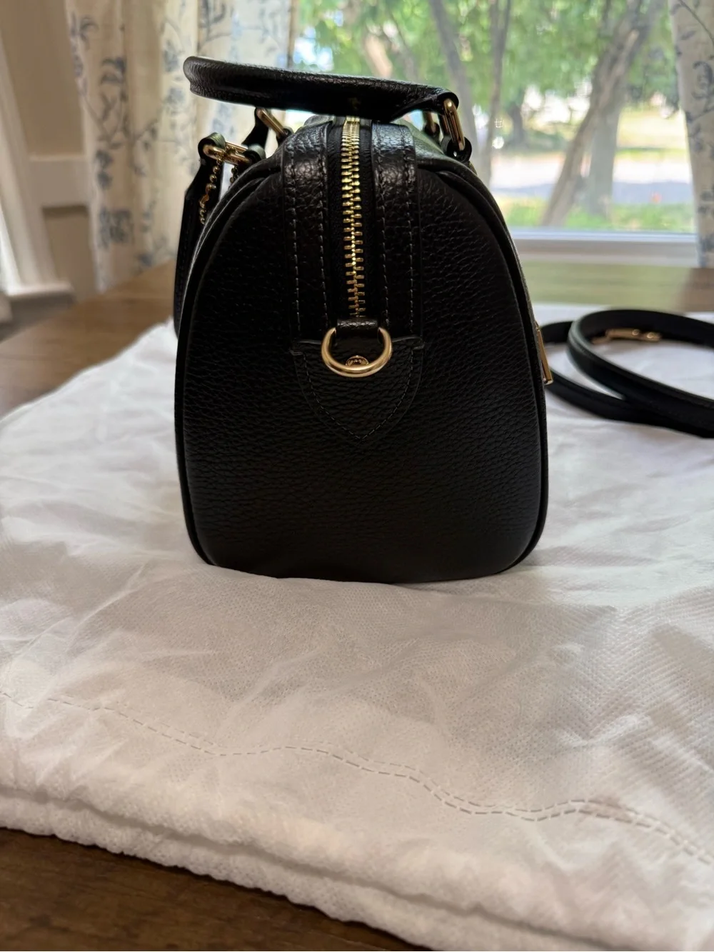 Coach Black Pebbled Leather Medium Rowan